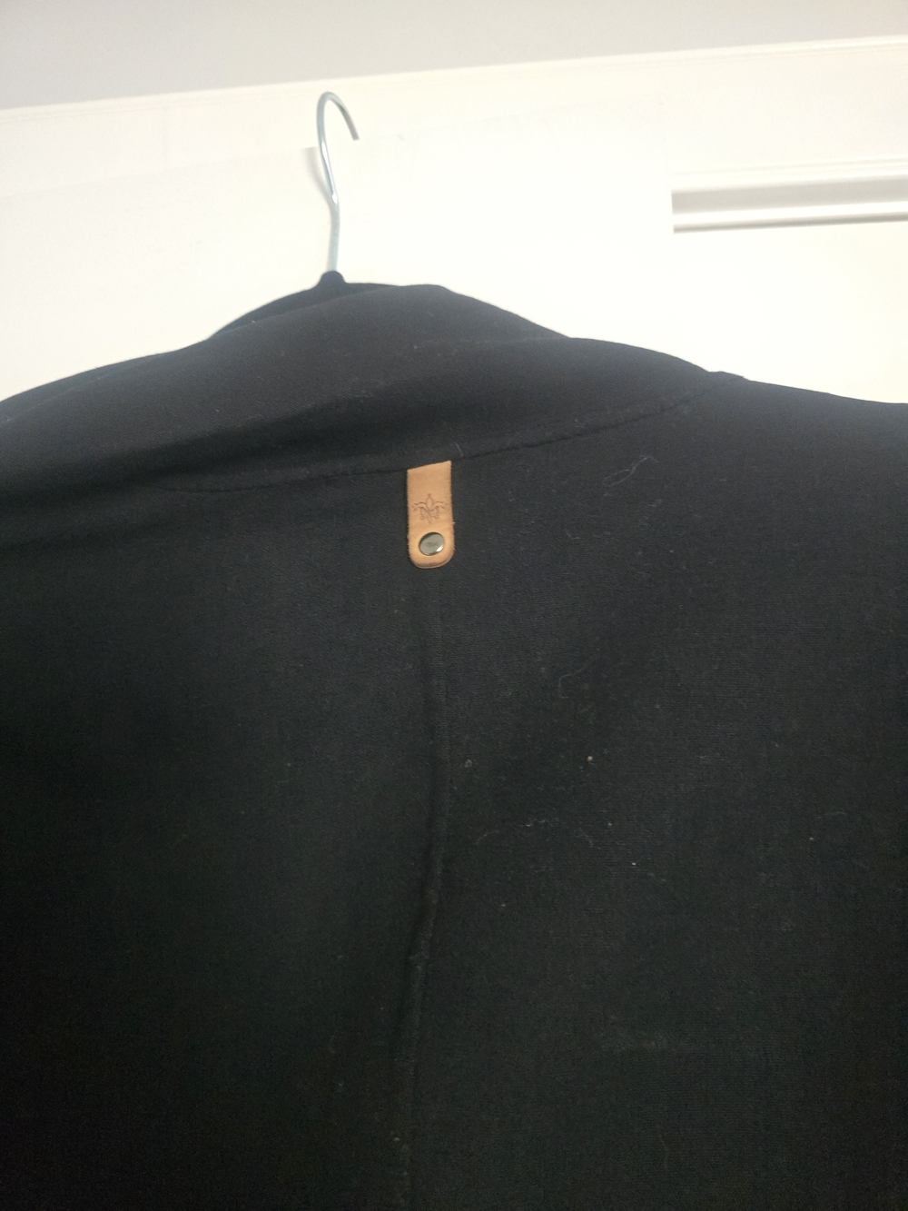 Mackage Black Draped Coat with Leather Sleeves - Picture 5 of 6